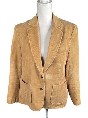 Corduroy‎ Tan Women's Classic Vintage Business Career Blazer Size Medium